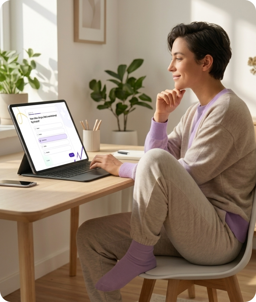 A member taking the Circl assessment on a tablet at home